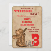 Three Haw, Western 3. Geburtstag Einladung (Vorderseite)