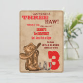 Three Haw, Western 3rd Birthday Einladung (Stehend Vorderseite)