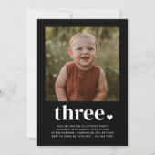 Three Heart Foto 3. Geburtstag Einladung (Vorderseite)