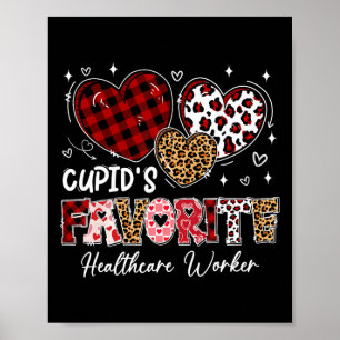 Three Hearts Cupid's Favorite Healthcare Worker Va Poster