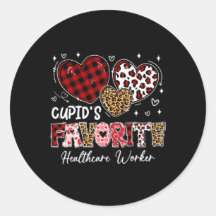 Three Hearts Cupid's Favorite Healthcare Worker Va Runder Aufkleber