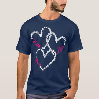 Three Hearts Faith Hope Love Breast Cancer Awarene T-Shirt