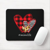 Three Hearts Leopard Buffalo Plaid Mimi Life Valen Mousepad (Mit Mouse)
