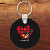 Three Hearts Leopard Buffalo Plaid Mimi Life Valen Schlüsselanhänger (Vorderseite)