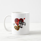 Three Hearts Leopard Buffalo Plaid Valentines Day  Kaffeetasse (Links)