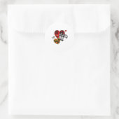 Three Hearts Leopard Buffalo Plaid Valentines Day  Runder Aufkleber (Tasche)