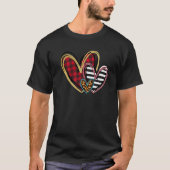 Three Hearts Leopard Buffalo Plaid Valentine's day T-Shirt (Vorderseite)