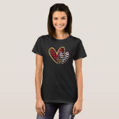 Three Hearts Leopard Buffalo Plaid Valentine's day T-Shirt (Vorne ganz)