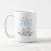 Three Hearts One Family Niedlich Hippos Blue Kaffeetasse (Links)