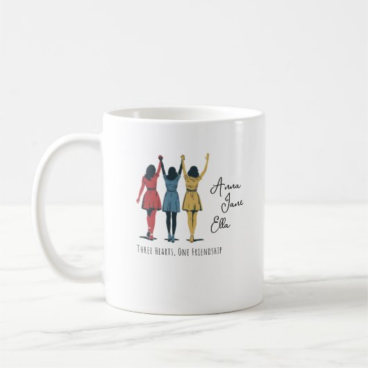 Three Hearts Tasse, Bestfriends, Beste Freundinnen Kaffeetasse (Links)
