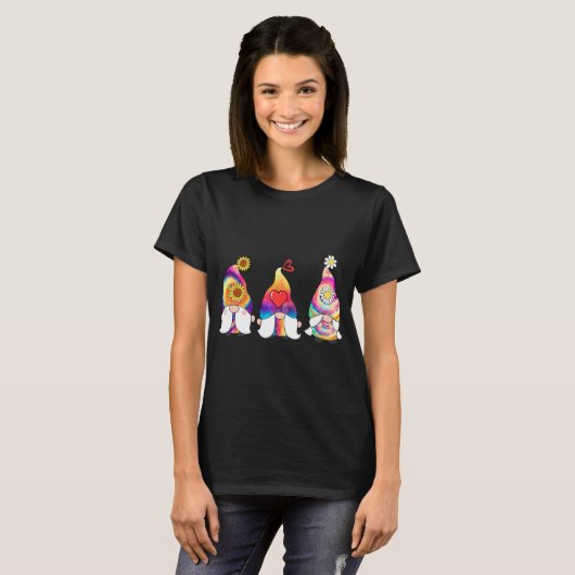 Three Hippie Gnomes Gefärbte Krawatte Sunflower T-Shirt (Vorne ganz)
