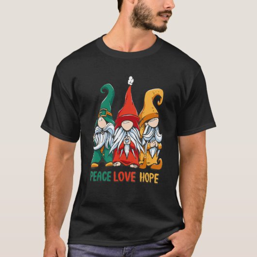 Three Hippie Gnomes, Peace Gnome, Funny Retro Tie T-Shirt (Vorderseite)