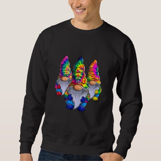 Three Hippie Gnomes Peace Gnome Retro Tie Diy Sweatshirt (Vorderseite)