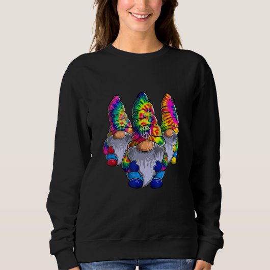 Three Hippie Gnomes Peace Gnome Retro Tie Diy Sweatshirt (Vorderseite)