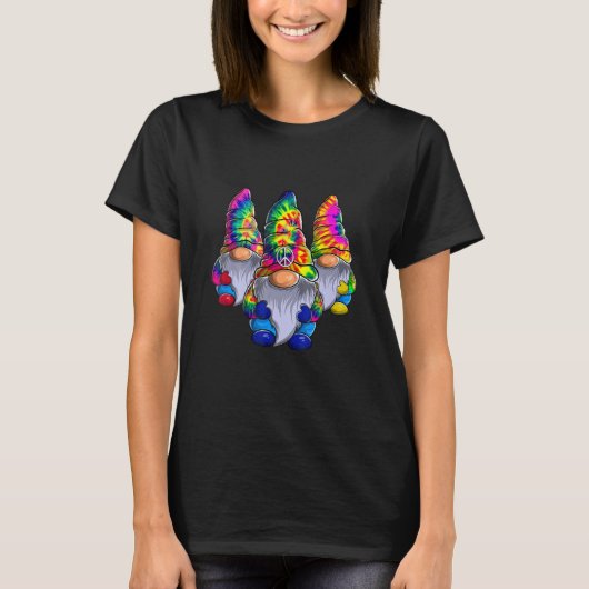 Three Hippie Gnomes Peace Gnome Retro Tie Diy T-Shirt (Vorderseite)
