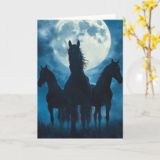 Three Horse Moon Karte (Gelbe Blume)