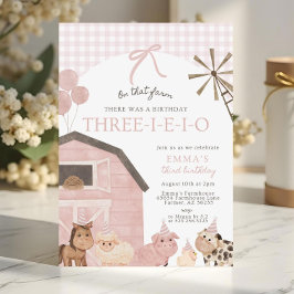 Three-I-E-I-O Birthday Invitation, 3rd Birthday Pa Einladung