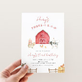 Three-I-E-I-O Red Barn Farm 3rd Birthday Party Einladung