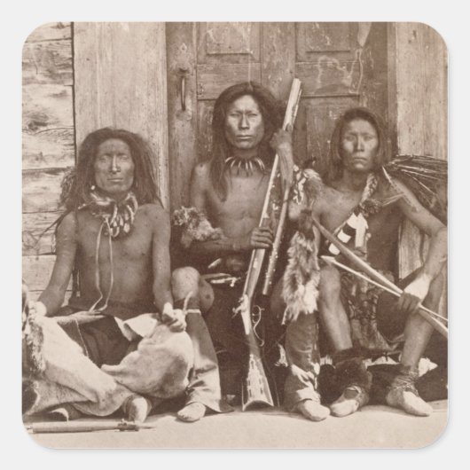 Three Indian Braves, Fotograf von der Royal Eng Quadratischer Aufkleber (Vorderseite)