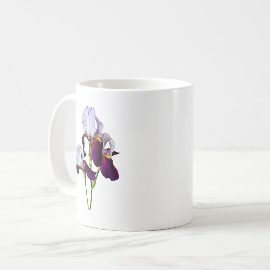 Three Irises in Shades of Magenta Kaffeetasse (Vorderseite Links)