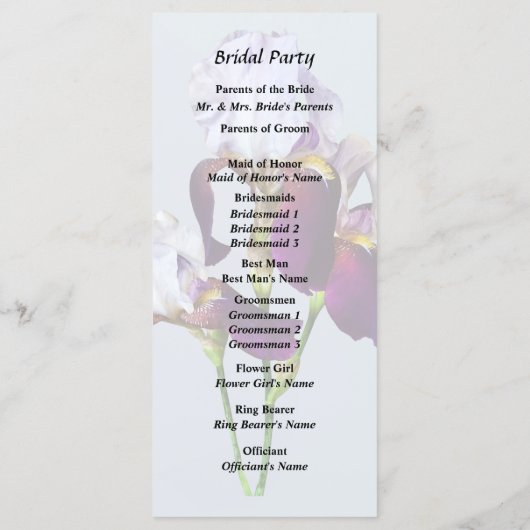 Three Irises in Shades of Magenta Programm (Rückseite)