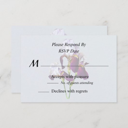 Three Irises in Shades of Magenta RSVP Karte (Vorne/Hinten)