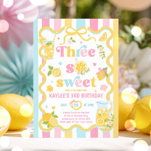 Three Is So Sweet Lemon Sommer 3. Geburtstagsfeier Einladung