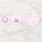 Three It’s Time for Tea 3rd Birthday Invitation Konfetti (Rückseiten)