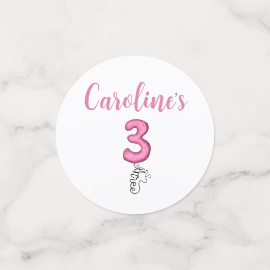 Three It’s Time for Tea 3rd Birthday Invitation Konfetti (Klein Vorderseite)