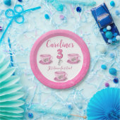 Three It’s Time for Tea 3rd Birthday Invitation Pappteller (Party)