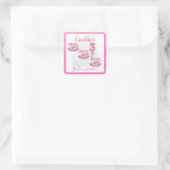 Three It’s Time for Tea 3rd Birthday Invitation Quadratischer Aufkleber (Tasche)