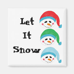 Three Jolly Faced Snowmen Magnet