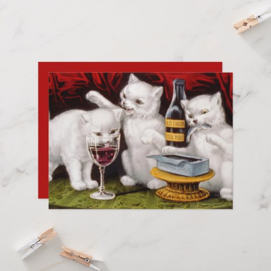 Three Jolly Kittens am Fest Karte (Vorderseite/Rückseite Beispiel)