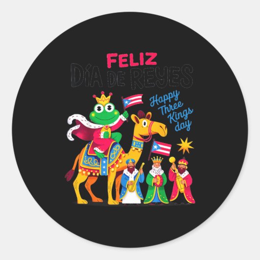 Three Kings Day Puerto Rican & Coqui Frog Bori Runder Aufkleber (Vorderseite)