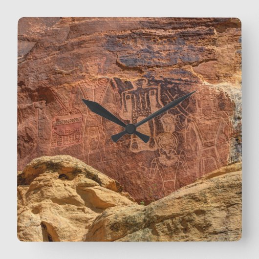 Three Kings Petroglyph - Mcconkie Ranch - Utah Quadratische Wanduhr (Vorderseite)