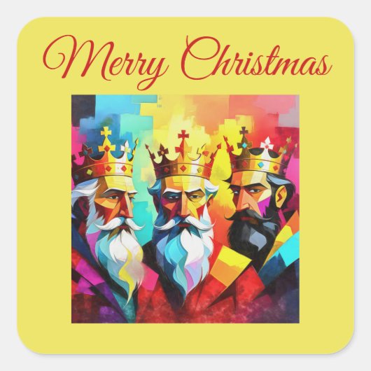 Three Kings Quadratischer Aufkleber (Vorderseite)