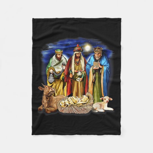 Three Kings Shirt Nativity Scene Shirt Christmas S Fleecedecke (Vorderseite)