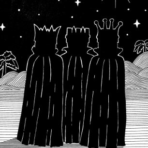 Three kings star black and white christmas design geschenkpapier