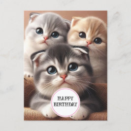 Three Kittens Happy Birthday Postcard Postkarte