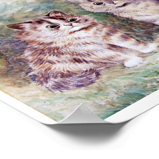Three Kittens, Louis Wain Poster (Ecke)
