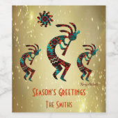 Three Kokopelli Playing Flute Weinetikett (Einzelnes Label)