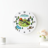 Three Labradors Camping Campingplatz Große Wanduhr (Zuhause)