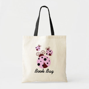 Three ladybug Book Bag.pink and black bugs Tragetasche