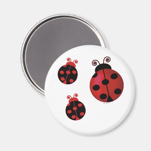 Three Ladybugs Magnet (Vorderseite/Rückseite)