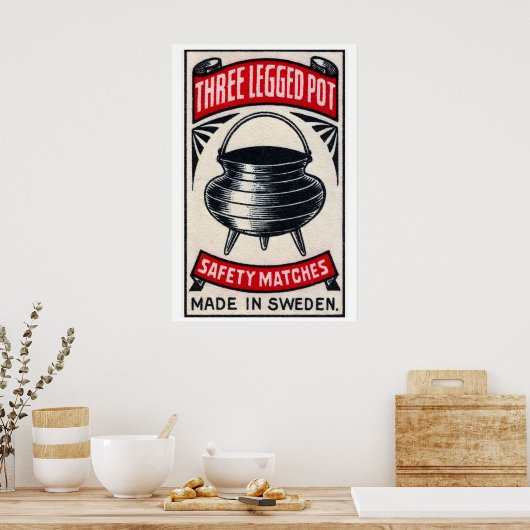Three Legged Pot - Matchbox Print - Aesthetic Wall Poster (Küche)