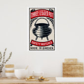 Three-Legged Pot Sweden 1920s-30s Matchbox Label Poster (Küche)