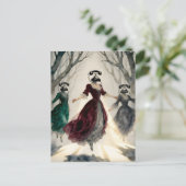 Three levitating women vintage telephone heads postkarte (Stehend Vorderseite)