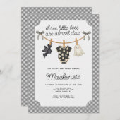 Three Little Boos Gingham Halloween Baby Shower Einladung (Vorne/Hinten)