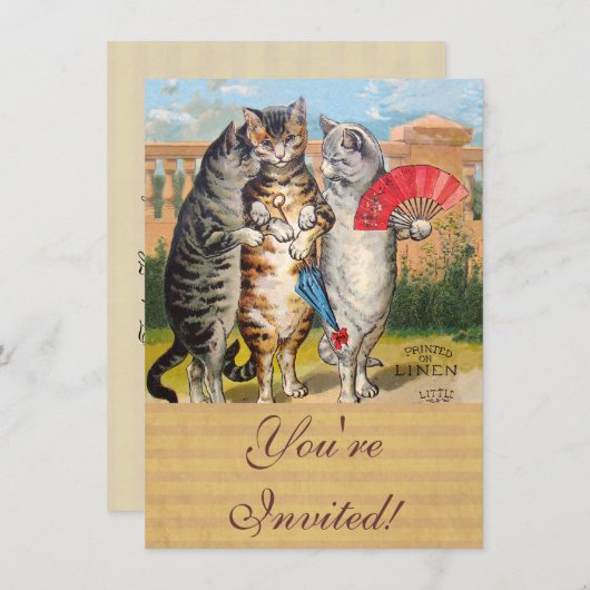 Three Little Kittens Mutter Gänsevorführung Einladung (Vorne/Hinten)
