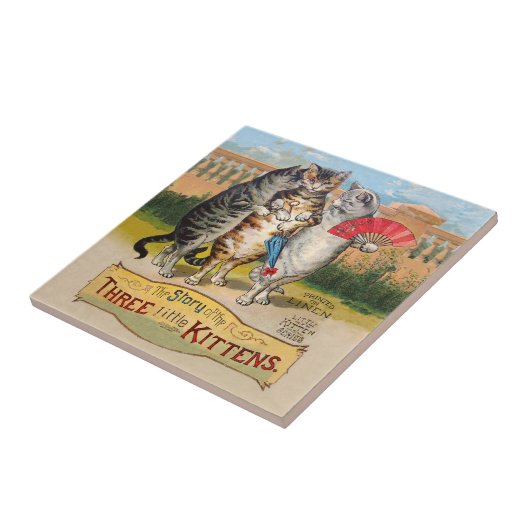 Three Little Kittens Mutter Gänsevorführung Fliese (Seite)
